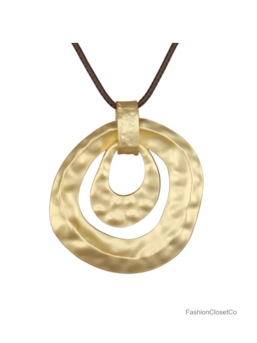 Boho Long Cord Necklace Chunky Pendant Statement Faux Leather Zinc